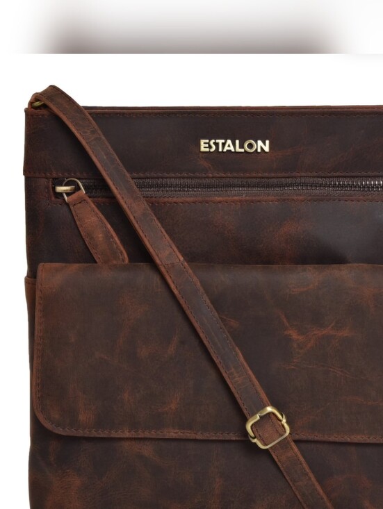 Estalon Handbags - Estalon Women's Brown Leather Crossbody Bag